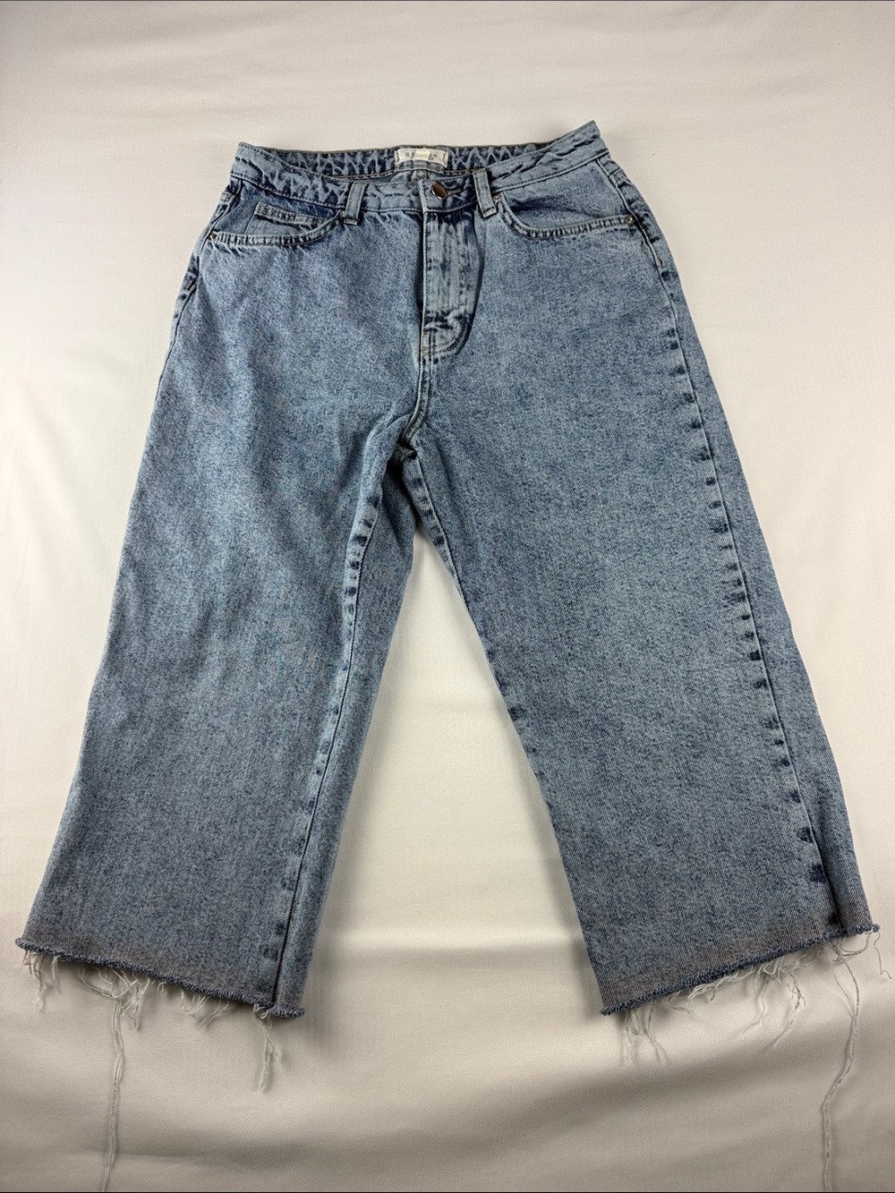 Harper Heritage Wide Leg Crop Jeans Raw Hem Women's Size 27 100% Cotton